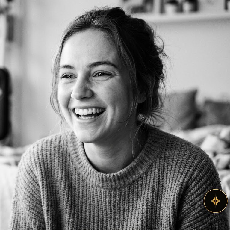 A creator laughing as she films herself on a phone